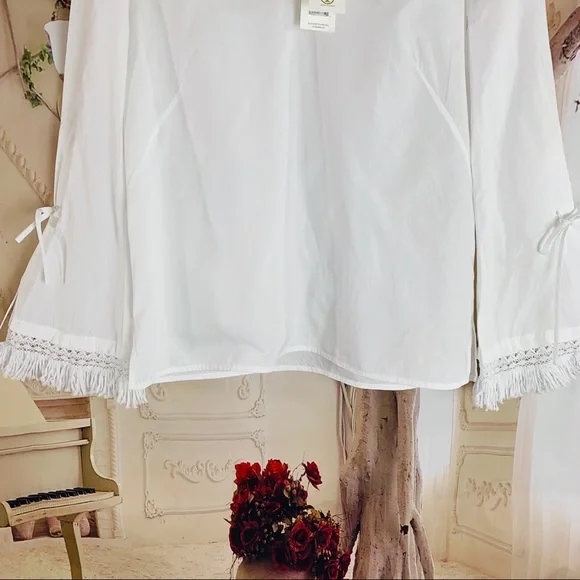 NEW Tory Burch White Sophie Bell Frill Sleeve Blouse - Picture 5 of 11